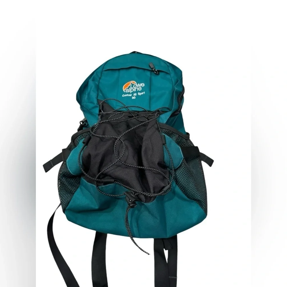 Vintage Alpine Green and Black Backpack Durable Fabric and Adjustable Straps EUC